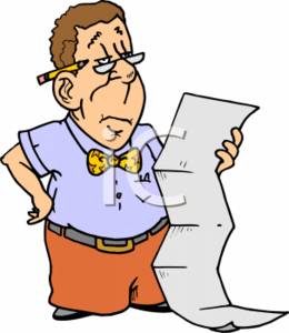 0511-0701-3118-0933_Businessman_Reading_from_a_Long_List_Papers_clipart_image